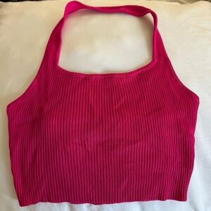 Pink Ribbed Halter Top